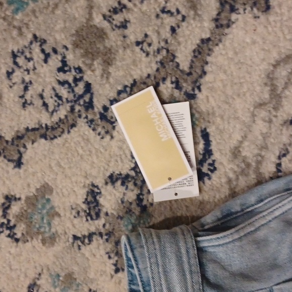 MICHAEL Kors Women's Pleated Belted Paper Bag Jeans Pants Light Blue Wash NWT - Picture 8 of 11